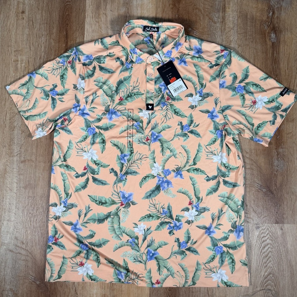 NEW Bad Birdie Core Flora Fiesta Golf Polo Mens XL Performance Stretch Flowers - Picture 2 of 5